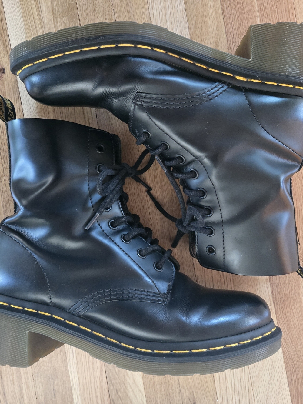 Dr. Martens Black Leather Almond Toe Heeled Boots | Women's 9 - Picture 4 of 7